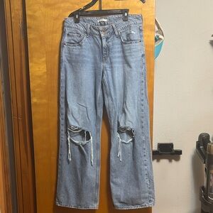 Levi's Light Blue Ripped Straight Leg Jeans